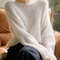 Elegant SeeThrough Loose Knit Sweater Soft Warm Autumn Winter Cashmere Pullover For Women 0