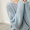 Elegant SeeThrough Loose Knit Sweater Soft Warm Autumn Winter Cashmere Pullover For Women 9