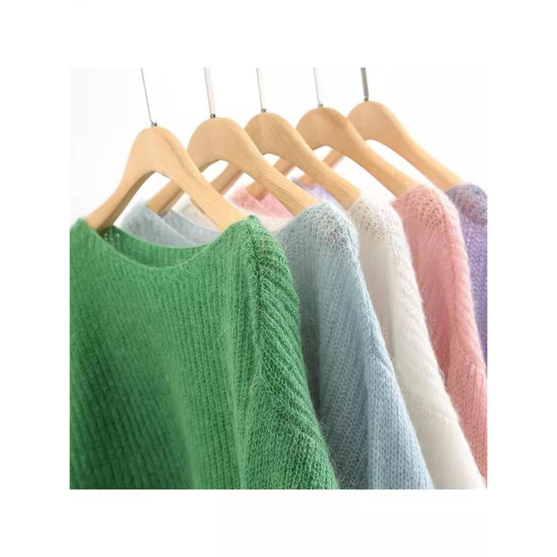 Elegant SeeThrough Loose Knit Sweater Soft Warm Autumn Winter Cashmere Pullover For Women 5