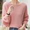 Elegant SeeThrough Loose Knit Sweater Soft Warm Autumn Winter Cashmere Pullover For Women 8