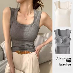 seamless built-in bra tank top – breathable workout vest and summer sleeveless shirt for women