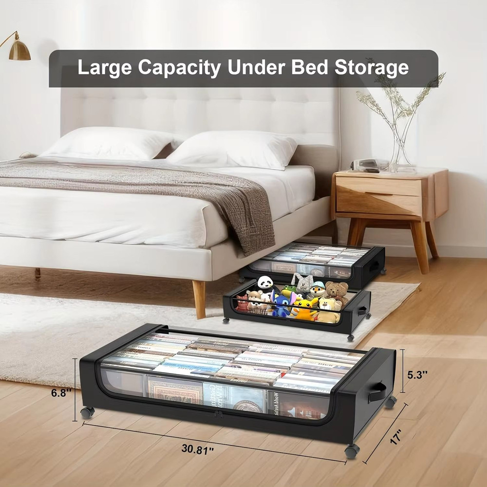 Underbed Storage Containers With Wheels And Lids SpaceSaving PullOut Bins For Clothes Shoes And Do 1