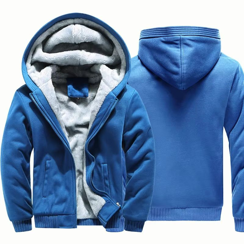 Mens Winter Fleece Hoodie Jacket Thick Warm Zipper Sweatshirt Coat For Casual Wear Sports 2