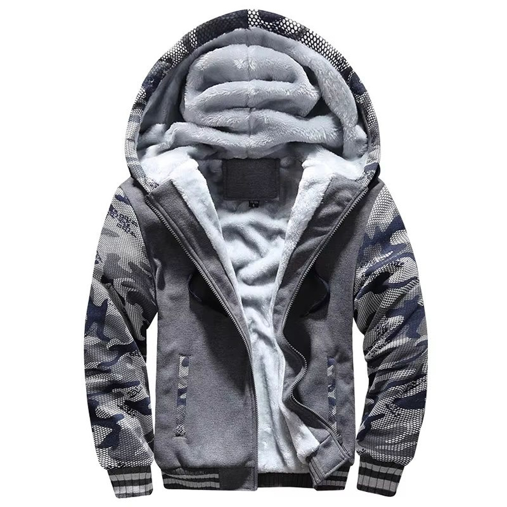Mens Winter Fleece Hoodie Jacket Thick Warm Zipper Sweatshirt Coat For Casual Wear Sports 14