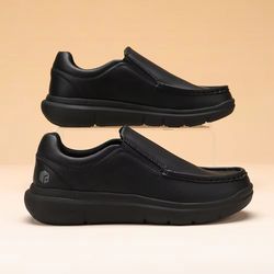 mens wide width leather slip on casual shoes with arch support and pain relief for swollen feet