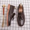 Mens Slip On Leather Loafers Retro Casual Shoes Thick Sole Round Toe Handmade Fringe Design 5