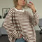 WomenS Oversized Striped TShirt 95 Cotton Long Sleeve Vintage Casual Top 7