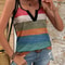 Summer Color Block Striped VNeck Tank Top Casual Chic Sleeveless Vest For Women 5