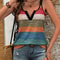 Summer Color Block Striped VNeck Tank Top Casual Chic Sleeveless Vest For Women 6