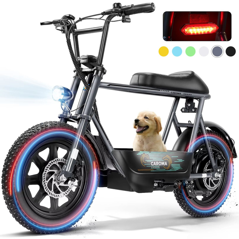 819W AllTerrain Electric Scooter With Seat Fat Tire Commuter Ebike For Adults Teens With Carry Ba 9
