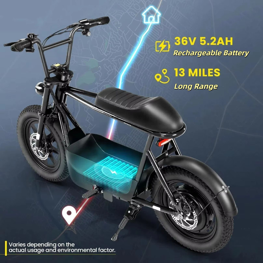 819W AllTerrain Electric Scooter With Seat Fat Tire Commuter Ebike For Adults Teens With Carry Ba 4