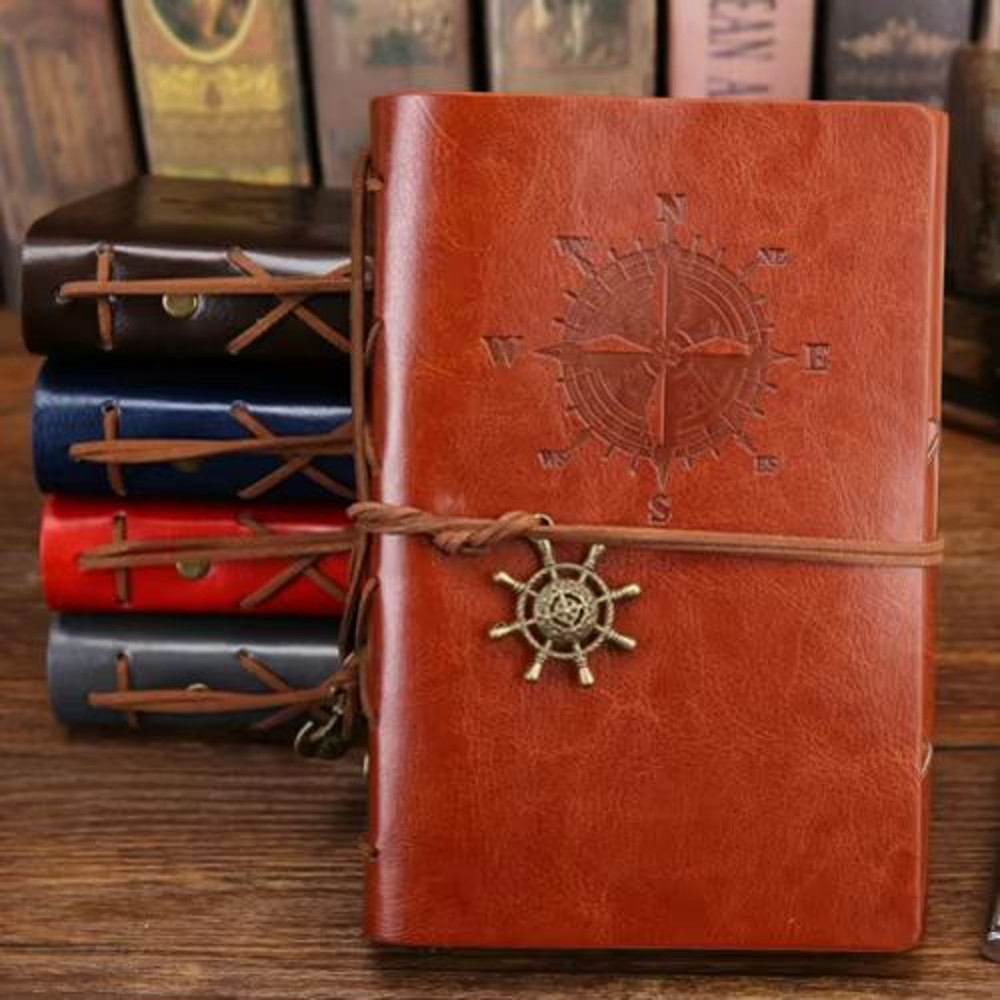 Vintage Leather Spiral Notebook Journal Retro Traveler Diary With Refillable Pages 10