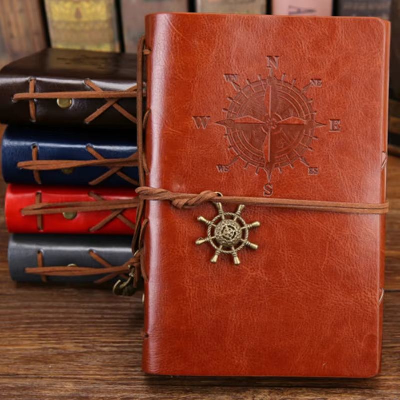 Vintage Leather Spiral Notebook Journal Retro Traveler Diary With Refillable Pages 1