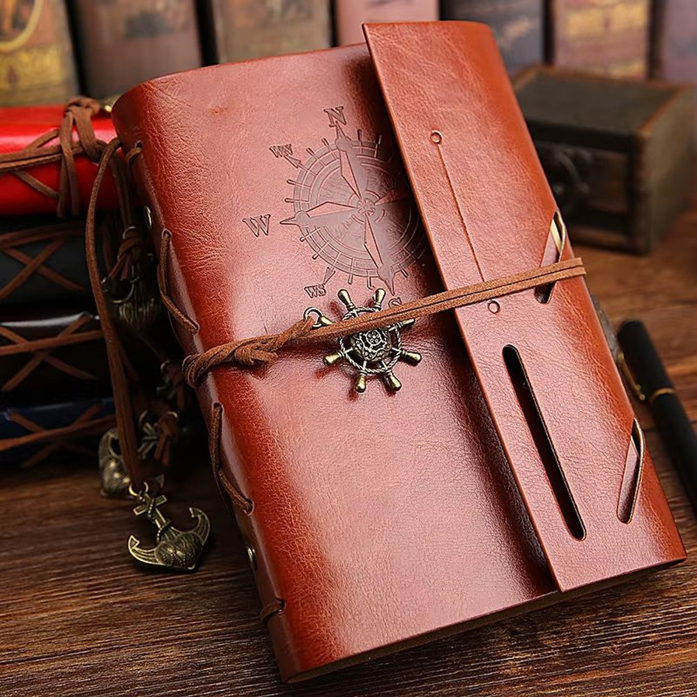 Vintage Leather Spiral Notebook Journal Retro Traveler Diary With Refillable Pages 2