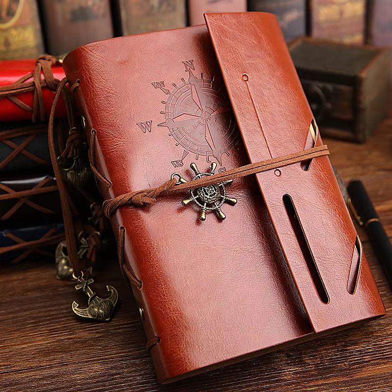 Vintage Leather Spiral Notebook Journal Retro Traveler Diary With Refillable Pages 2