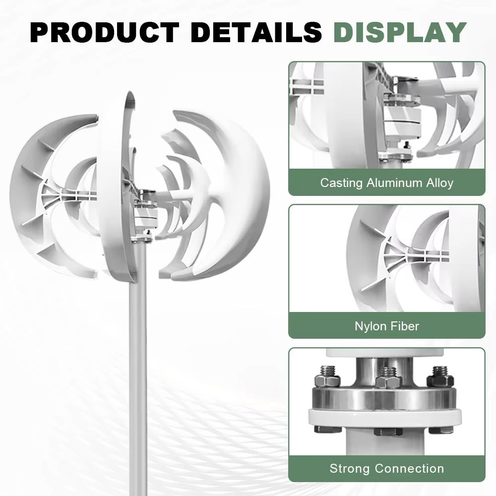 5000W Vertical Wind Turbine Generator 12V24V48V Small Windmill For Home Farm OffGrid Energy With 1