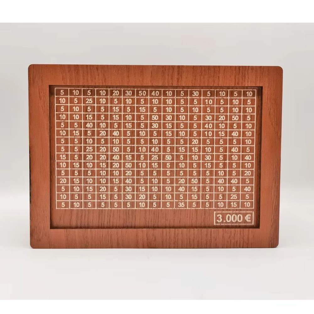 Wooden Money Saving Box Reusable Piggy Bank With Numbered Savings Goals 100010000 Euro Design 9