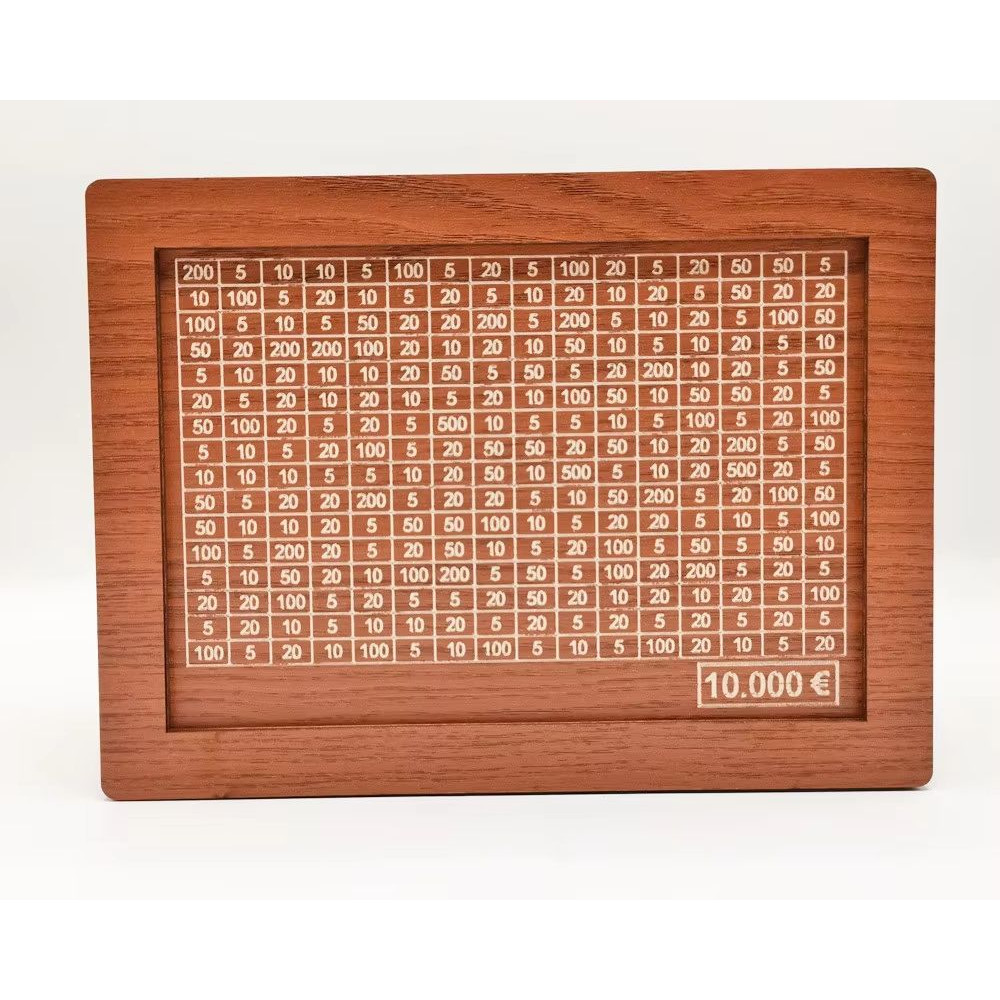 Wooden Money Saving Box Reusable Piggy Bank With Numbered Savings Goals 100010000 Euro Design 11