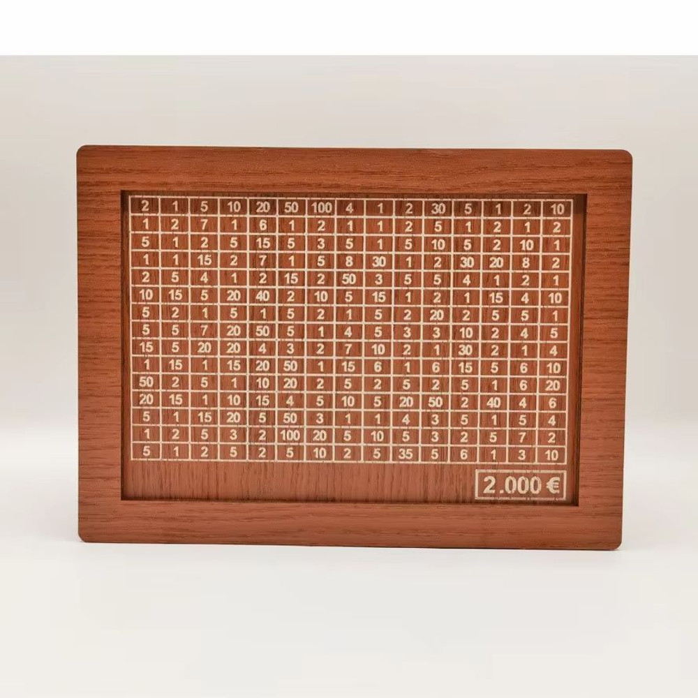 Wooden Money Saving Box Reusable Piggy Bank With Numbered Savings Goals 100010000 Euro Design 8