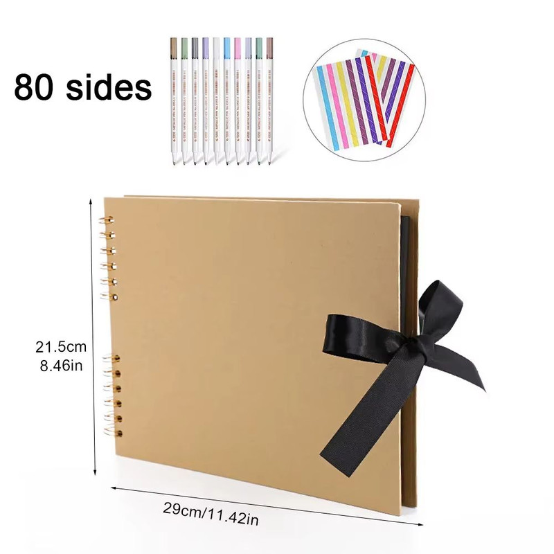 DIY Kraft Scrapbook Album ZK20 80Page Memory Book For Wedding Anniversary Creative Photo Gifts 15