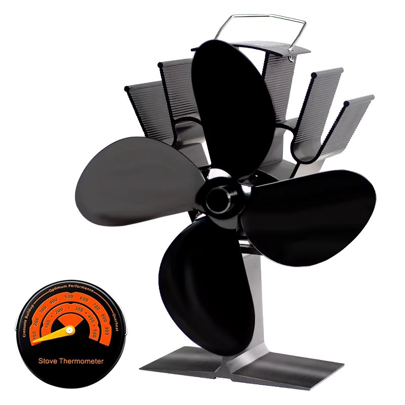 4Blade Heat Powered Stove Fan EcoFriendly Quiet Fireplace Fan For Efficient Wood Burner Heat Distr 0