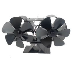 6-blade heat powered stove fan – dual silent motors non-electric fireplace fan with thermometer & bracket