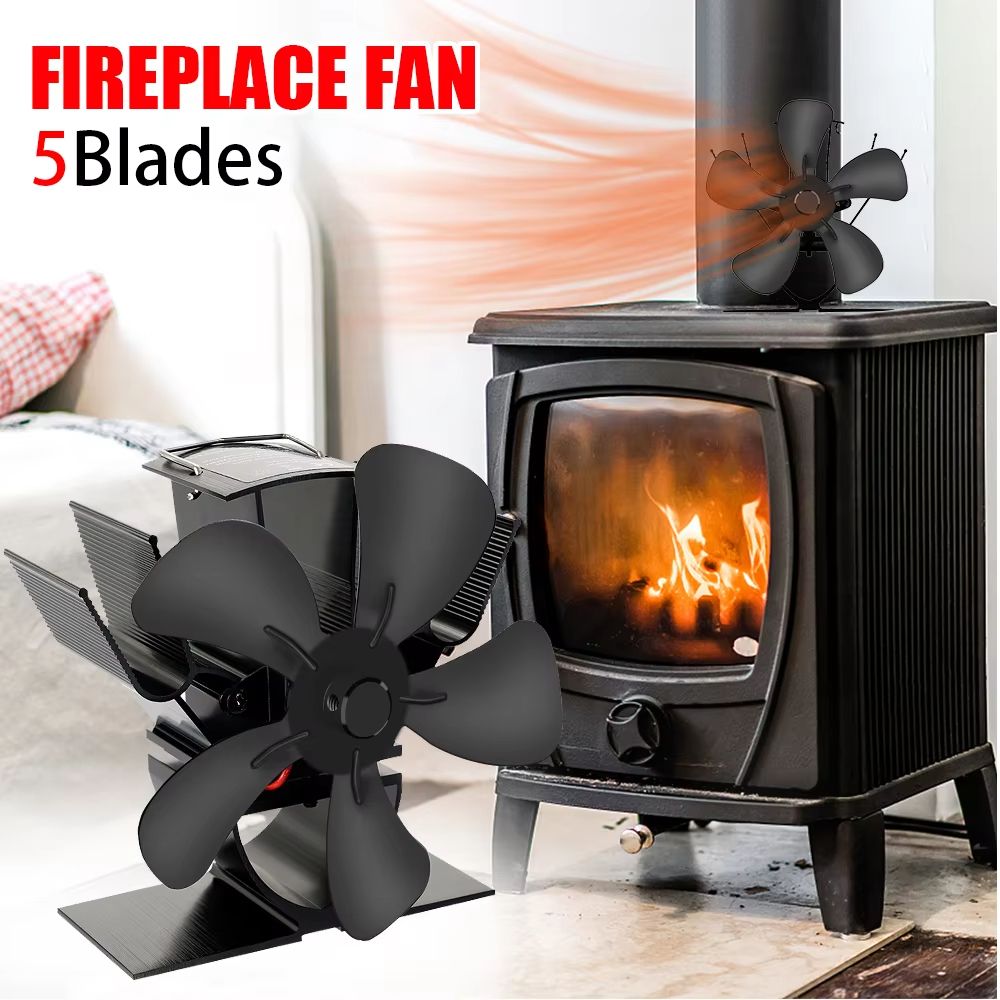 Mini 5Blade Heat Powered Stove Fan  EcoFriendly Fireplace Fan For Wood Burners Silent Operation  Ef 0