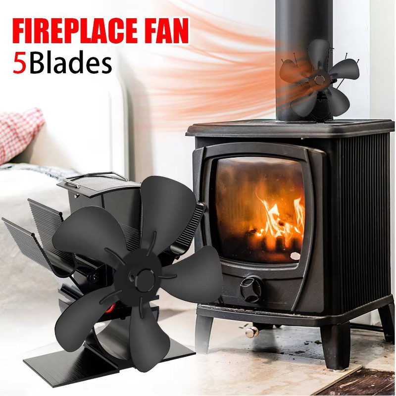 Mini 5Blade Heat Powered Stove Fan  EcoFriendly Fireplace Fan For Wood Burners Silent Operation  Ef 0