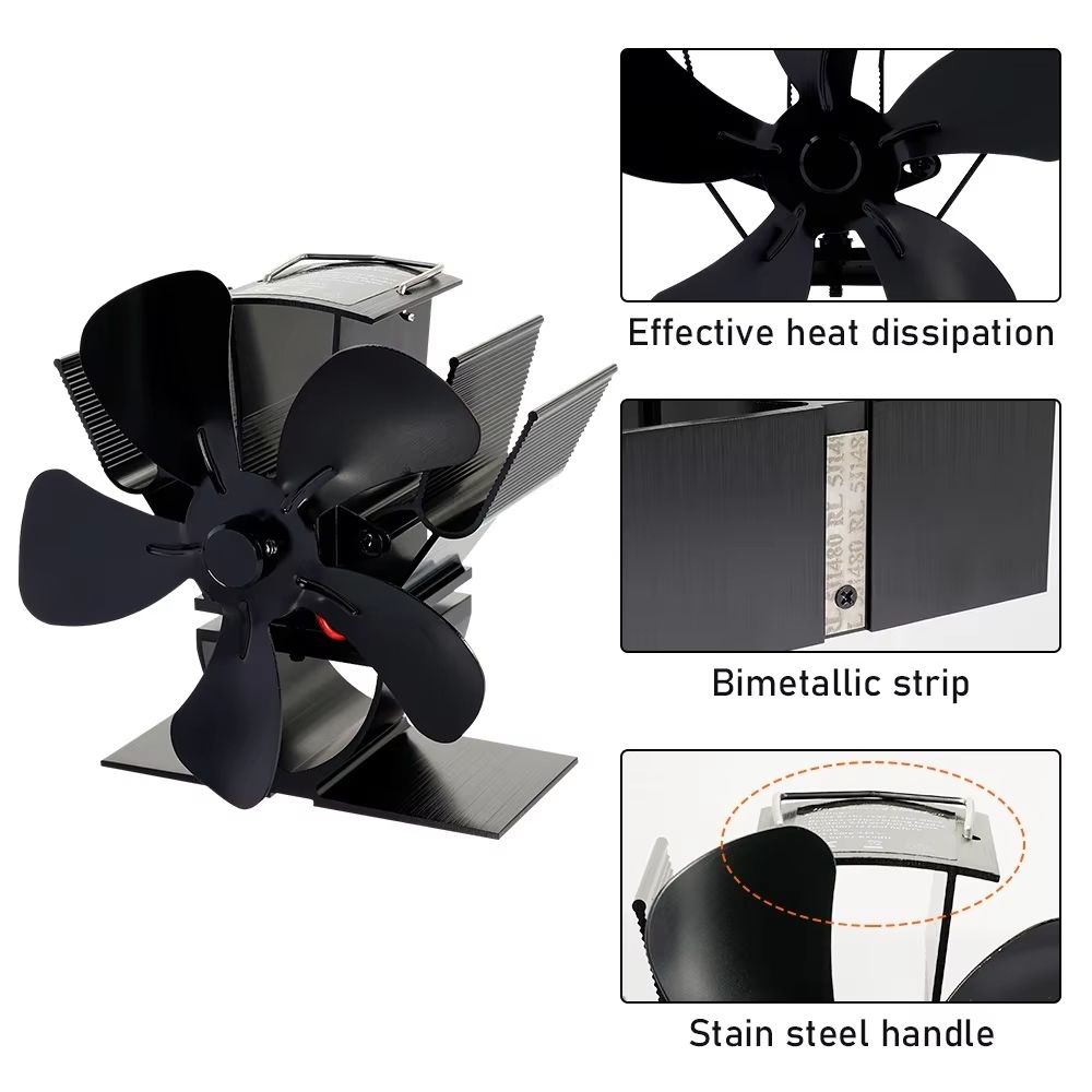 Mini 5Blade Heat Powered Stove Fan  EcoFriendly Fireplace Fan For Wood Burners Silent Operation  Ef 3