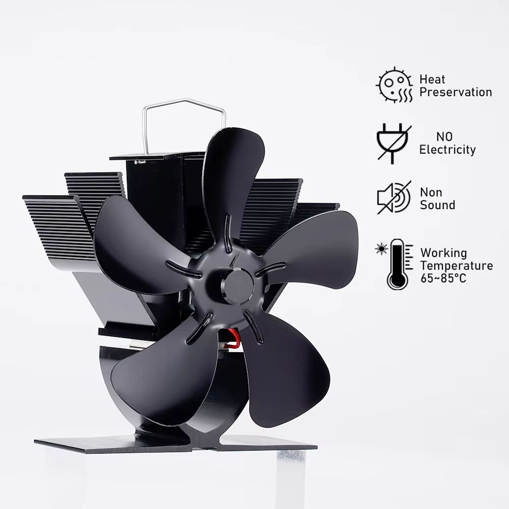 Mini 5Blade Heat Powered Stove Fan  EcoFriendly Fireplace Fan For Wood Burners Silent Operation  Ef 6