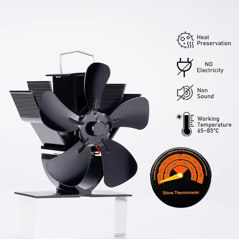 Mini 5Blade Heat Powered Stove Fan  EcoFriendly Fireplace Fan For Wood Burners Silent Operation  Ef 7