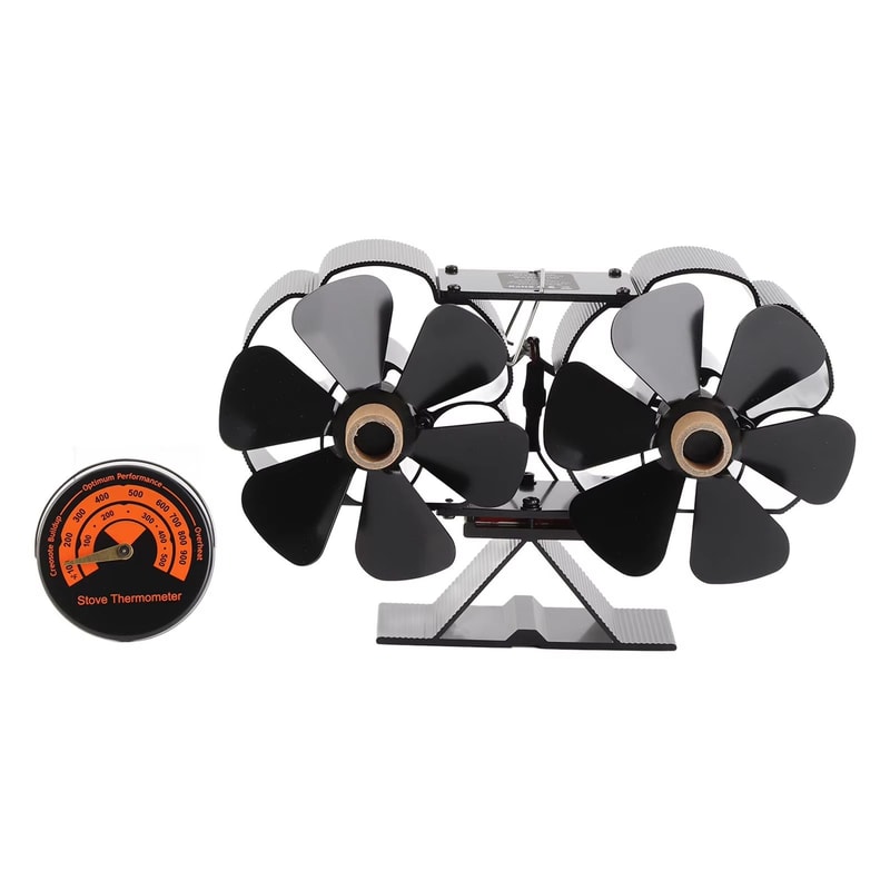 Heat Powered Wood Stove Fan Silent Dual Motors With 6 Blades For Efficient Fireplace Heating 6