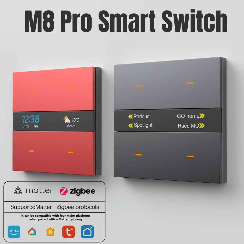 M8Pro Tuya Smart Switch With Zigbee Hub MultiDevice Control HD Display Customizable Keys 0
