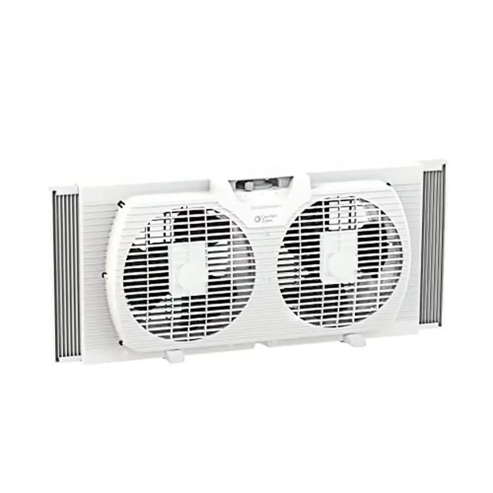 Twin Window Fan With Reversible Airflow Dual Blade Expandable Panels 2Speed Cooling 0
