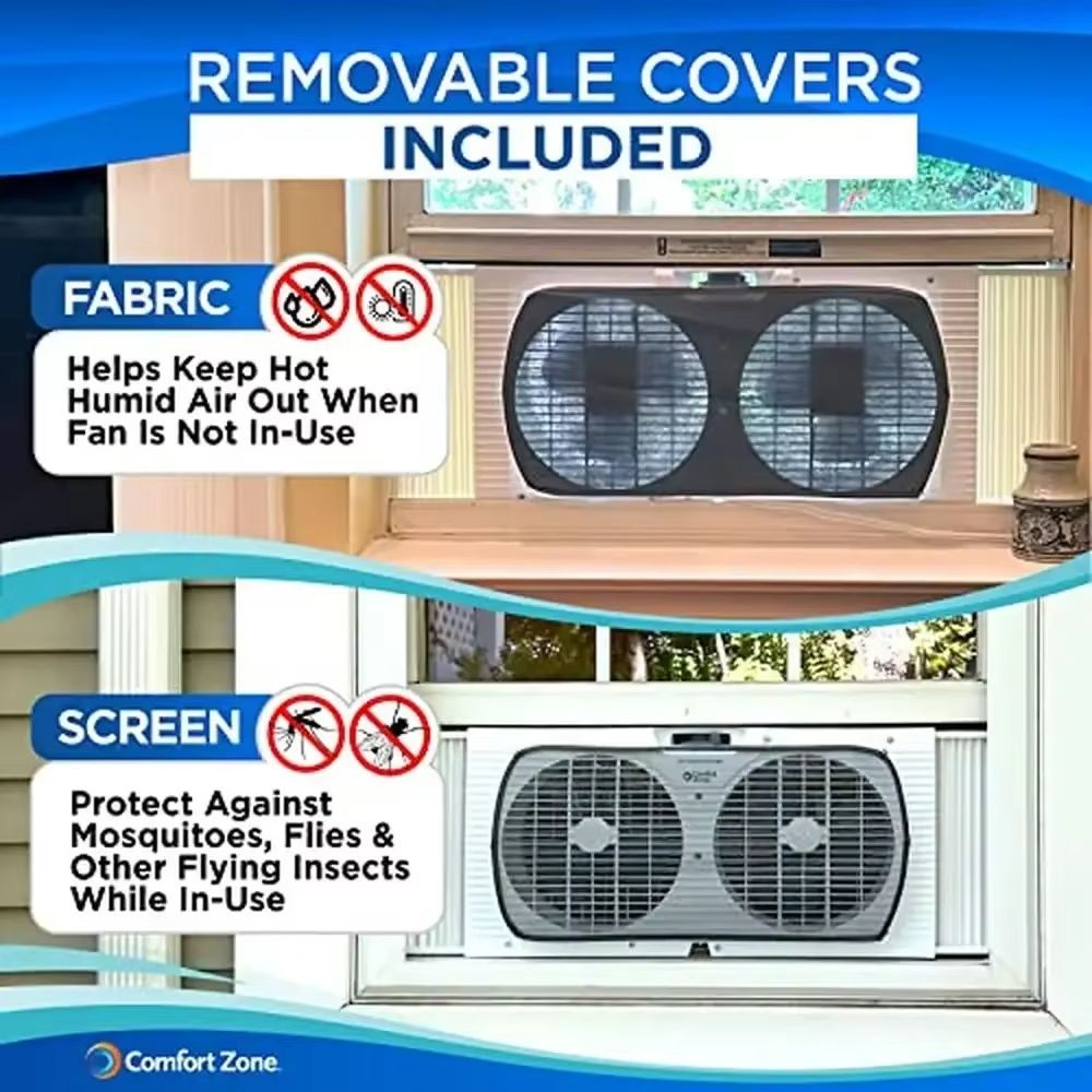 Twin Window Fan With Reversible Airflow Dual Blade Expandable Panels 2Speed Cooling 3