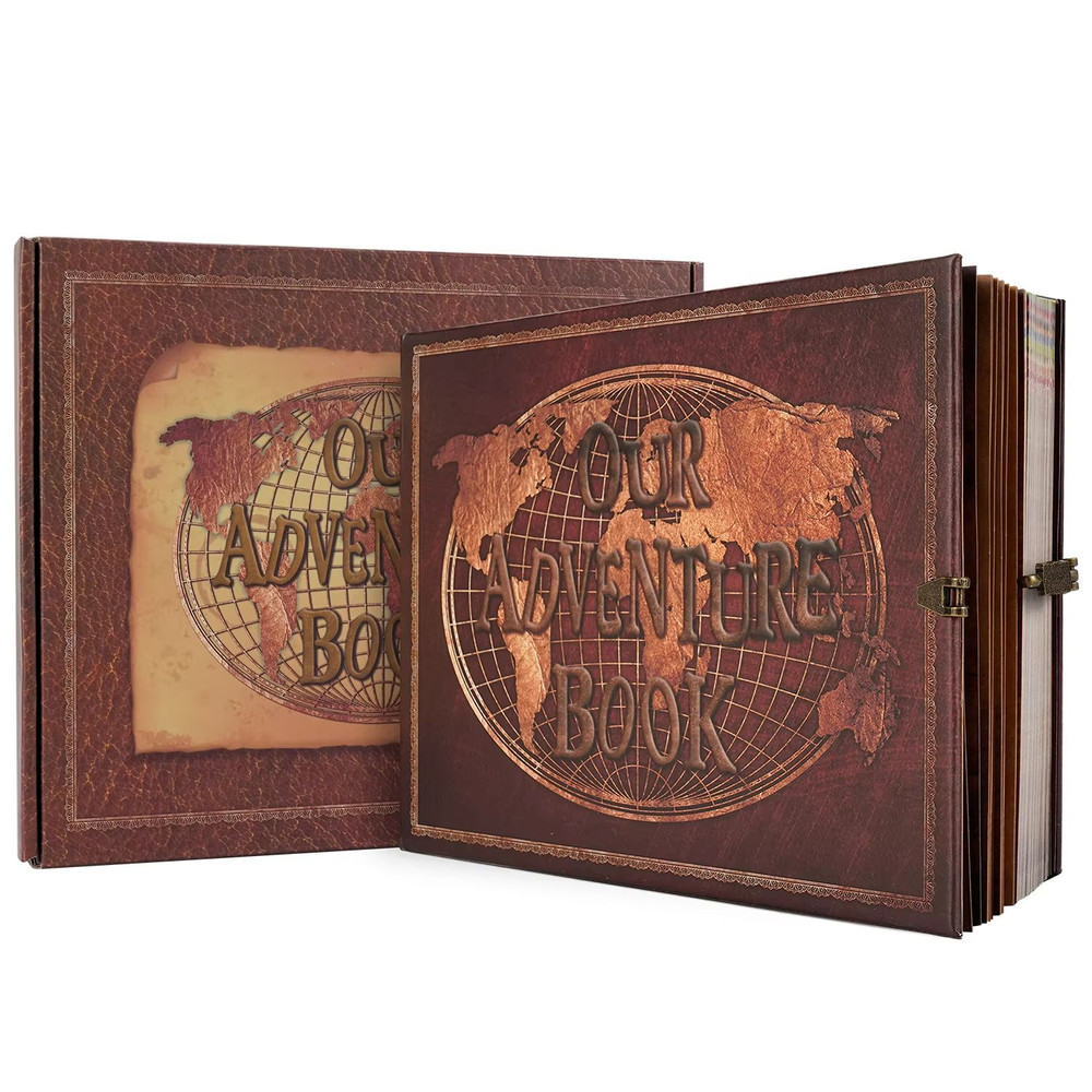 Our Adventure Book Leather DIY Photo Album Retro Travel Scrapbook Wedding Memory Guest Book 0