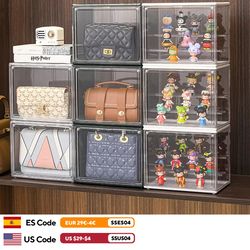clear stackable display box – dustproof plastic storage case for collectibles, figures & cosmetics