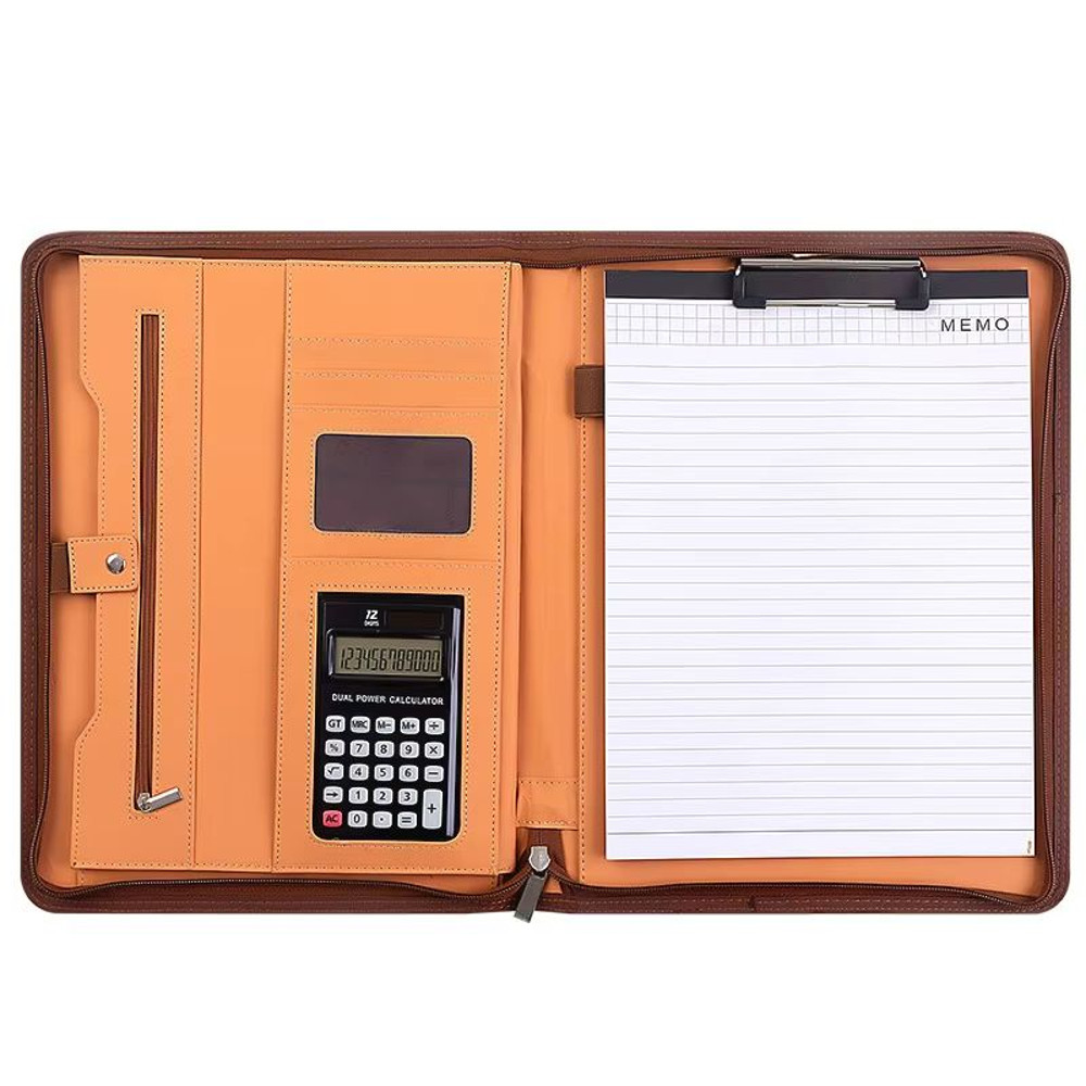 Leather Business File Folder With Calculator  A4 Document Holder  Multifunctional Office Organizer 4