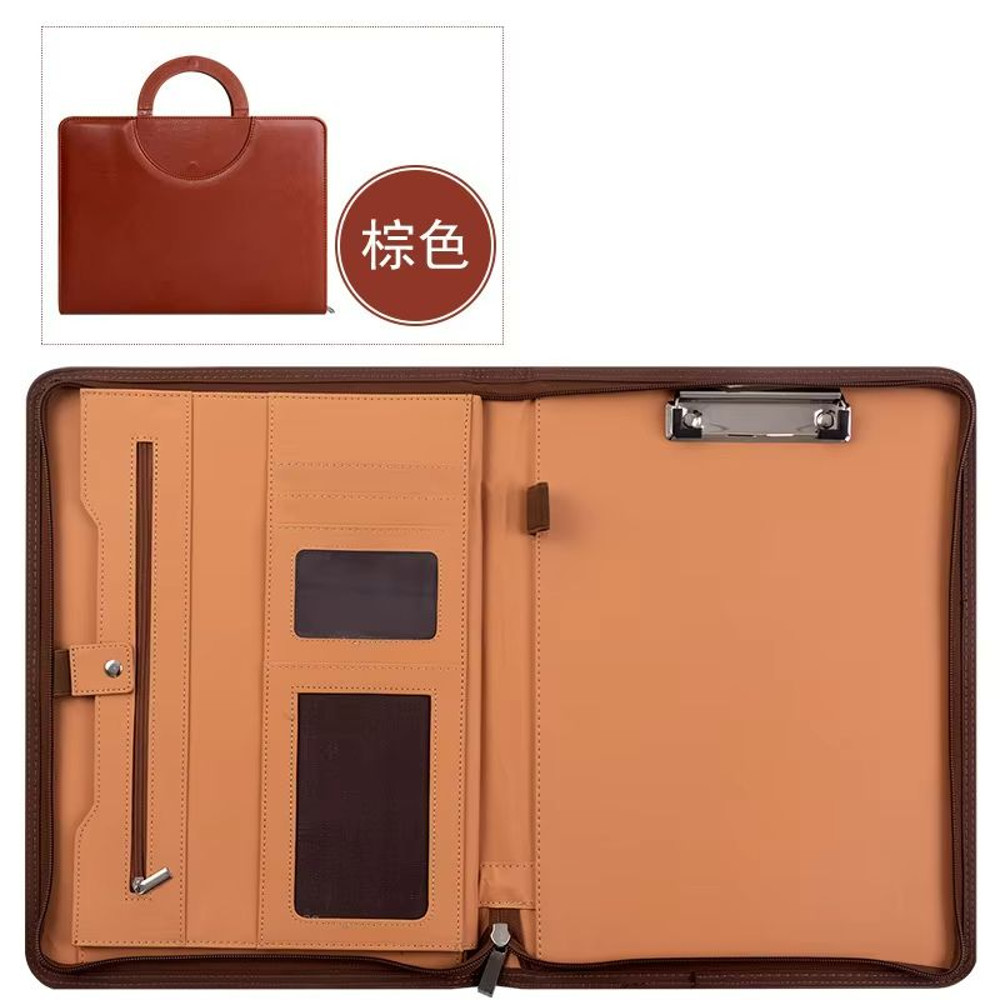 Leather Business File Folder With Calculator  A4 Document Holder  Multifunctional Office Organizer 5
