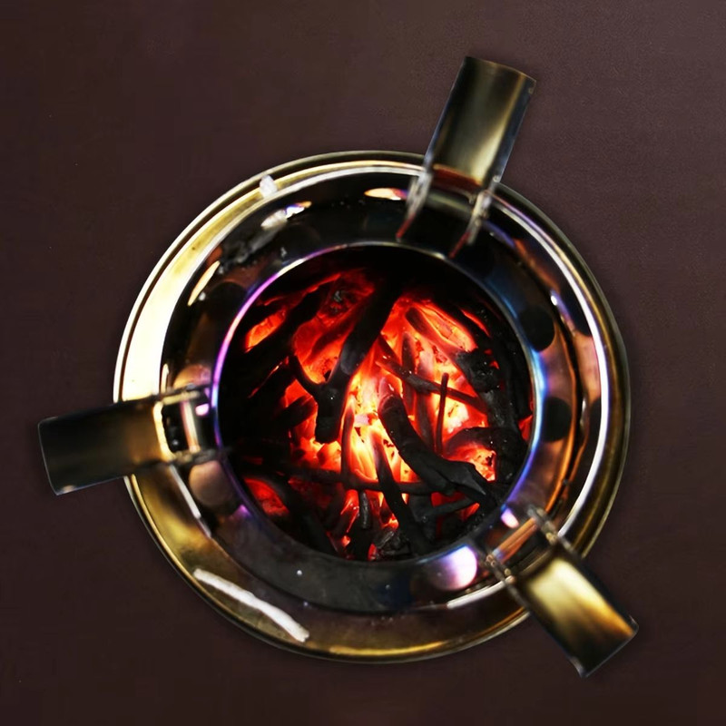 Portable Stainless Steel Wood  Charcoal Burner  Compact Camping Stove With Ventilated Design For Ou 2