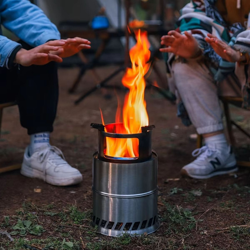 Portable Stainless Steel Wood  Charcoal Burner  Compact Camping Stove With Ventilated Design For Ou 5