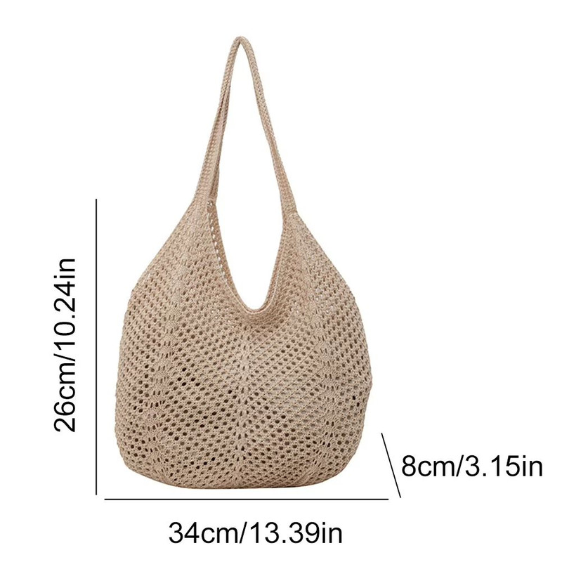 Womens Crochet Shoulder Bag Large Capacity Knitted Tote Summer Mesh Beach Hobo Handbag 6