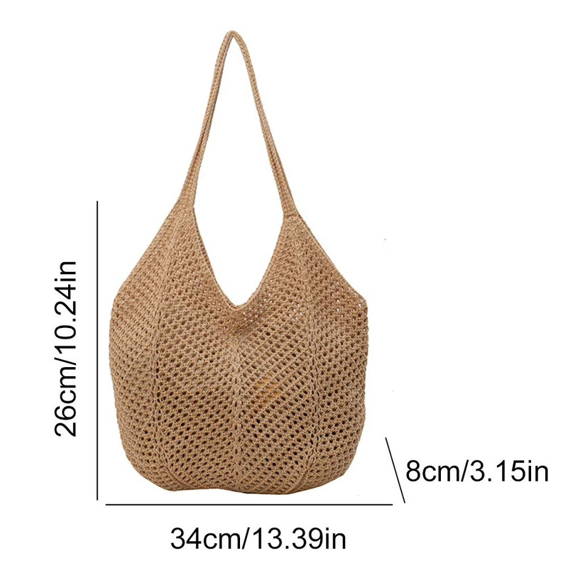 Womens Crochet Shoulder Bag Large Capacity Knitted Tote Summer Mesh Beach Hobo Handbag 9