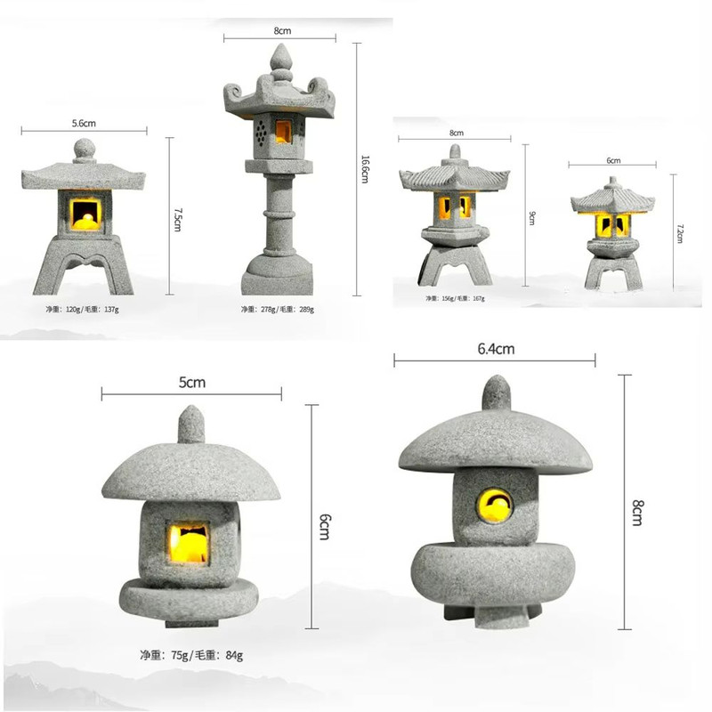 Mini Pagoda Lantern Garden Statue Zen Outdoor Aquarium Decoration 5