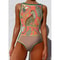 Womens Printed OnePiece Swimsuit Push Up LaceUp Beachwear 3
