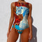 Womens Printed OnePiece Swimsuit Push Up LaceUp Beachwear 7