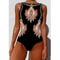 Womens Printed OnePiece Swimsuit Push Up LaceUp Beachwear 8
