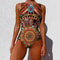 Womens Printed OnePiece Swimsuit Push Up LaceUp Beachwear 9