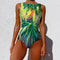 Womens Printed OnePiece Swimsuit Push Up LaceUp Beachwear 11
