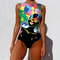 Womens Printed OnePiece Swimsuit Push Up LaceUp Beachwear 12